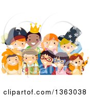 Poster, Art Print Of Group Of Happy Children In Costumes