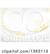Clipart Of A Christmas Background Of Gold Snowflakes On White Royalty Free Vector Illustration