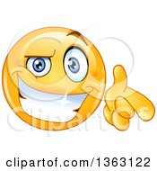 Poster, Art Print Of Cartoon Cool Yellow Smiley Face Emoticon Emoji Grinning And Pointing At You