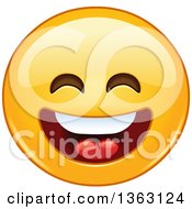 Poster, Art Print Of Cartoon Yellow Smiley Face Emoticon Emoji Laughing