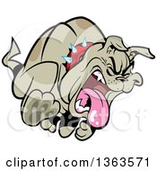 Clipart Of A Cartoon Aggressive Or Sick Bulldog Running And Barking Or Puking Royalty Free Vector Illustration by Clip Art Mascots