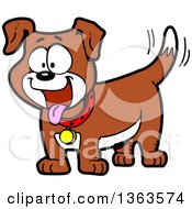 Poster, Art Print Of Cartoon Happy Brown And White Dog Panting And Wagging His Tail