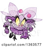 Clipart Of A Purple Germ Virus Bug Or Bacteria Running Royalty Free Vector Illustration