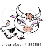 Clipart Of A Pretty Cartoon Dairy Cow With Flirty Eyes Royalty Free Vector Illustration by Clip Art Mascots