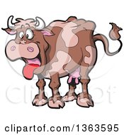 Poster, Art Print Of Cartoon Brown Dairy Cow With Its Tongue Hanging Out
