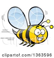 Poster, Art Print Of Cartoon Happy Bee Grinning And Flying
