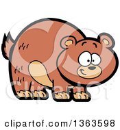 Cartoon Happy Brown Grizzly Bear Smiling