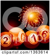Poster, Art Print Of 3d New Year 2016 Bingo Balls Over Flares And A Firework