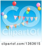 Poster, Art Print Of 3d Party Ballons And Bunting Banners Floating In The Sky
