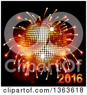 Poster, Art Print Of 3d Sparkly Disco Ball With Fireworks And 2016
