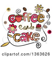 Colorful Sketched Coffee And Cake Word Art
