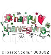 Colorful Sketched Happy Thanksgiving Word Art