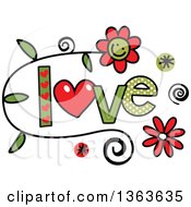 Colorful Sketched Love Word Art