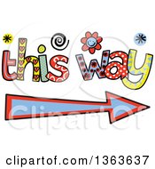 Poster, Art Print Of Colorful Sketched This Way And Arrow Word Art