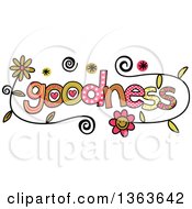 Clipart Of Colorful Sketched Goodness Word Art Royalty Free Vector Illustration