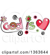 Colorful Sketched God Is Love Word Art
