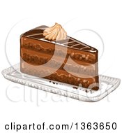 Clipart Of A Slice Of Layered Chocolate Cake Royalty Free Vector Illustration