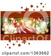 Clipart Of A Christmas Background Of Bauble Ornaments And Stars Royalty Free Vector Illustration