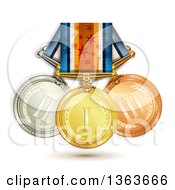 Poster, Art Print Of 3d Gold Bronze And Silver Medals On Ribbons