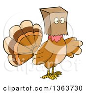 Cartoon Thanksgiving Turkey Bird Wearing A Bag Over His Head