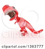 Clipart Of A 3d Red Tyrannosaurus Rex Dinosaur Roaring On A White Background Royalty Free Illustration