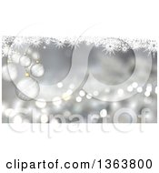 Poster, Art Print Of Christmas Background Of Suspended 3d Silver Baubles Over Snowflakes And Flares