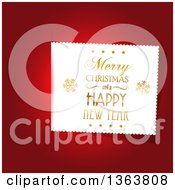 Poster, Art Print Of Merry Christmas And A Happy New Year Greeting Label On Red