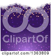 Poster, Art Print Of Background Of Christmas Lights And Snowflakes Over Purple Stars