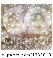 Poster, Art Print Of Background Of Snowflakes And Bokeh Flares Over Gold
