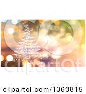 Poster, Art Print Of White Glitter Magic Christmas Tree Over Bokeh Lights