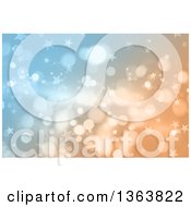 Clipart Of A Christmas Background Of Bokeh Flares And Stars On Gradient Blue And Orange Royalty Free Illustration