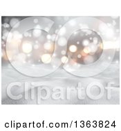 Clipart Of A 3d Winter Landscape Of 3d Snowy Hills And Bokeh Flares Royalty Free Illustration