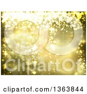 Clipart Of A Christmas Background Of Bright Lights On Gold Royalty Free Vector Illustration