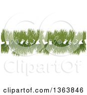 Poster, Art Print Of Green Fir Tree Christmas Garland With White Icons