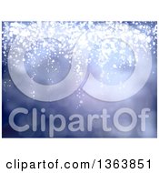 Clipart Of A Christmas Background Of Sparkly Lights On Blue Royalty Free Vector Illustration