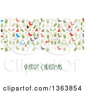 Poster, Art Print Of Merry Christmas Greeting Under Holiday Icons On White
