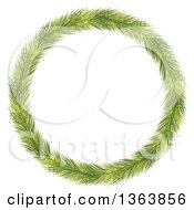 Poster, Art Print Of Thin Christmas Wreath Made Of Green Fir Tree Branches