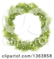 Poster, Art Print Of Christmas Wreath Made Of Green Fir Tree Branches And Snow