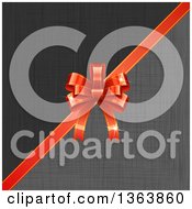 Poster, Art Print Of 3d Shiny Red Gift Bow Over Gray And Black Linen