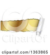 Clipart Of A Background Of Torn Curnling Paper Revealing Gold Royalty Free Vector Illustration by vectorace