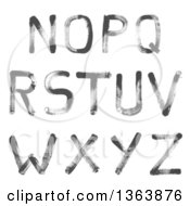 Clipart Of Grayscale Watercolor Painted Capital Letters N Through Z Royalty Free Vector Illustration