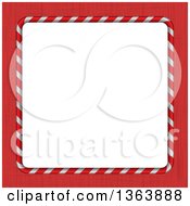 Poster, Art Print Of Christmas Background Of A Candy Cane Frame With White Text Space Over Red
