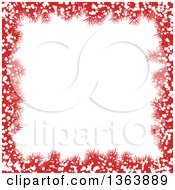 Poster, Art Print Of Christmas Background Of Red Fir Branches And Snow Framing White Text Space