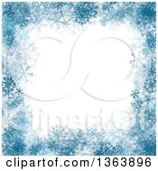 Poster, Art Print Of Blue Christmas Winter Border Of Snowflakes And Text Space