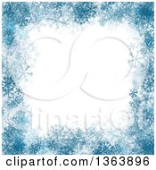 Clipart Of A Blue Christmas Winter Border Of Snowflakes And Text Space Royalty Free Vector Illustration by vectorace