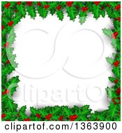 Poster, Art Print Of Christmas Background Of Holly And Berries Framing White Text Space