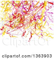 Poster, Art Print Of Background Of Colorful Party Confetti Or Ribbons On White With Text Space