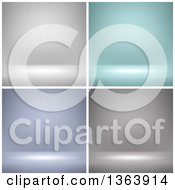Clipart Of Backgrounds Of Empty Stages In Different Colors Royalty Free Vector Illustration