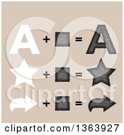Poster, Art Print Of Flat And Stitched Letter A Star And Arrow Design Elements On Beige