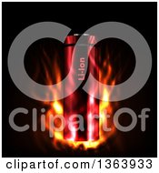 Poster, Art Print Of 3d Lithium Icon Battery In Fire On Black